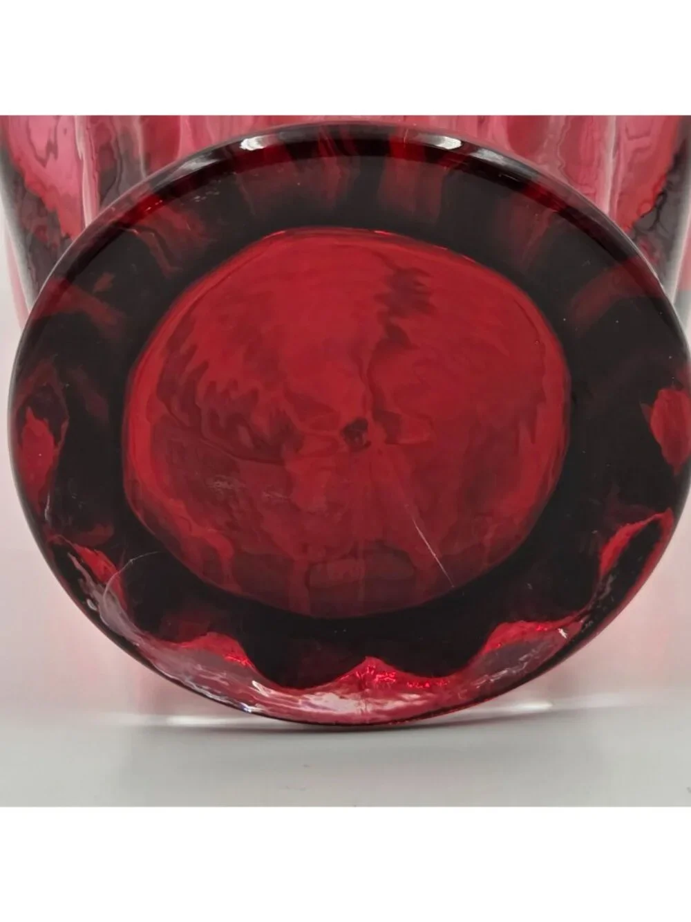 Fenton Country Cranberry Glass Vase Crimped Rim Pink Art Glass